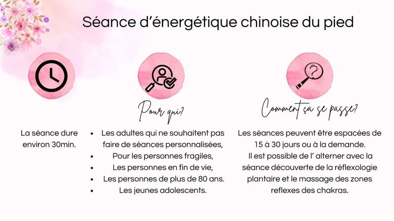 Déroulement de la séance d'énergétique chinoise du pied avec Elodie ALLIBERT à Saint-Etienne