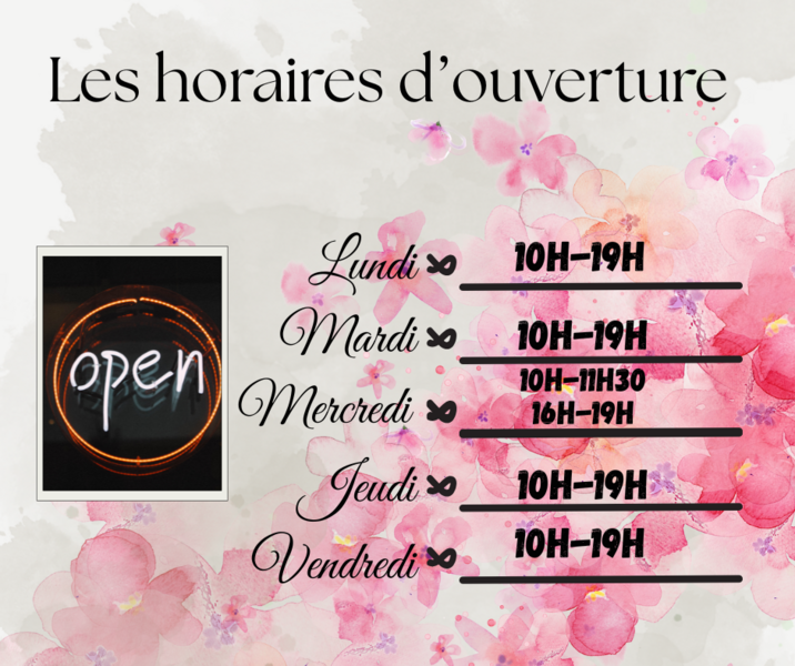 Les horaires d'oub=verture du cabinet de réflexologie plantaire et de conseils en aromathértapie _ Elodie ALLIBERT _ Loire