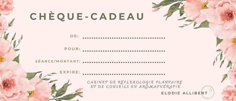 Plaisir d'offrir ou pour une occasion particulière. Le cabinet de réflexologie plab=ntaire et de conseils en aromathérapie propose des chèques cadeaux à Saint-Etienne. 