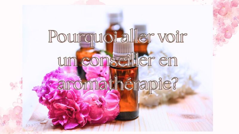 Image réprensentant des flacons utilisés pour les ateliers d'aromathérapie et posant la question de l'interêt d'aller voir un conseiller en aromathérapie pour l'utisation des huiles essetielles: sécurité, connaissance, savoir-faire, chémotype, règles de bon usage, dilutions, indications, contre-indications.... Ce montage sert pour présenter une vidéo you tube qui a été réalisée par Elodie ALLIBERT, réflexologue plantaire et conseillère en aromathérapie à Saint-Etienne.
