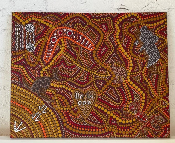 Aboriginal Dot Art op canvas