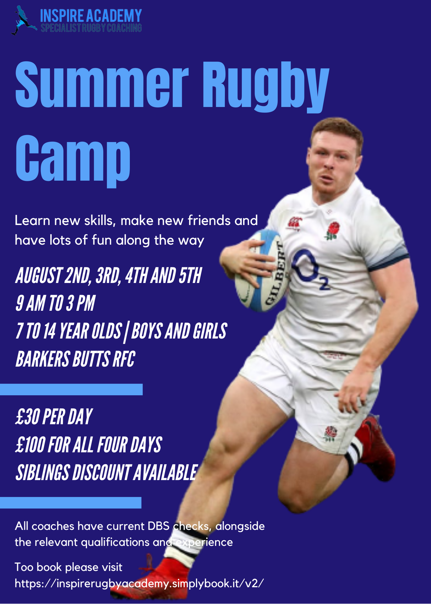 Schedule online with Inspire Rugby Academy on Booking.page
