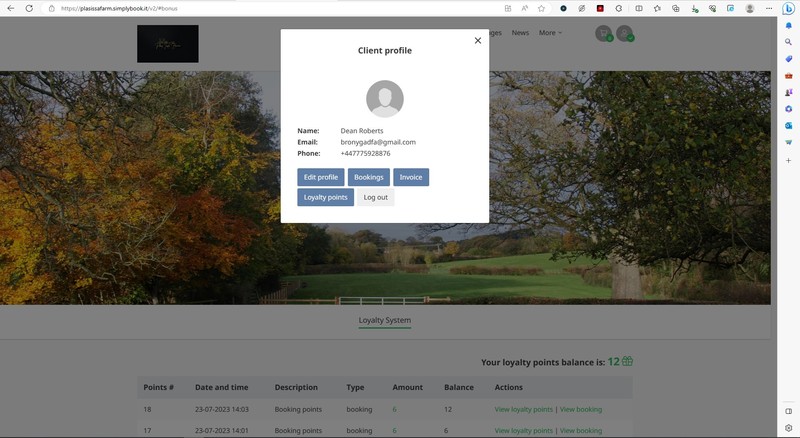 Loyalty System with booking website